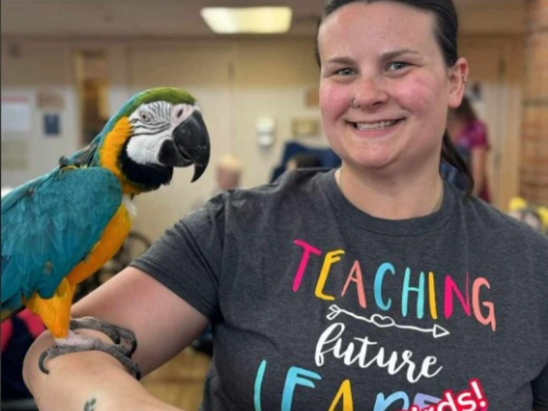 teacher with bird